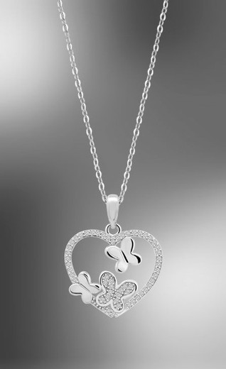 Collar Lotus Silver corazón y mariposa LP3617-1/1 mujer