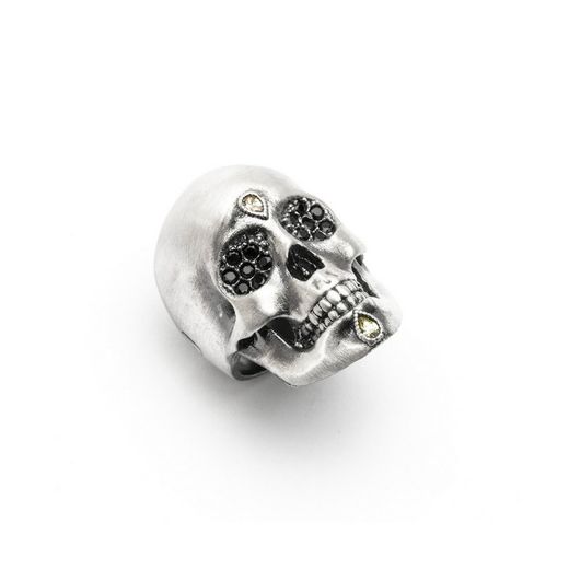 Anillo calavera grande plata, circonitas brown SKS316
