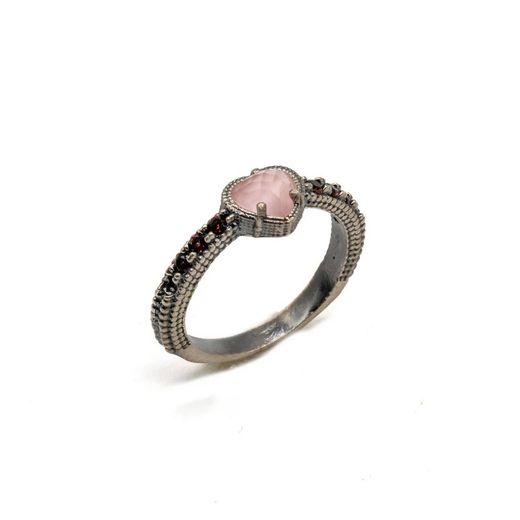 Anillo Plata Corazón ojo de gato rosa EN-51