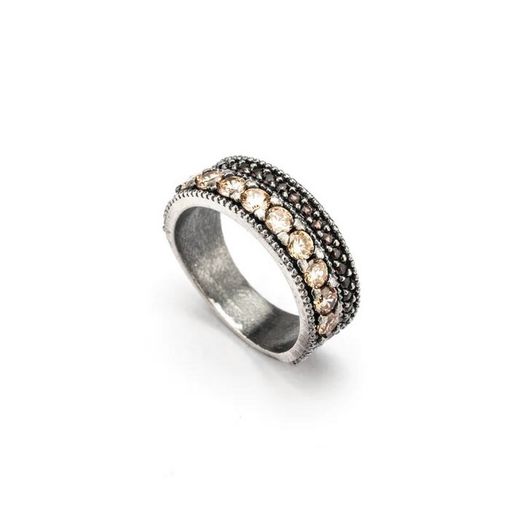 Anillo Raive plata circonitas cava y  brown 15612