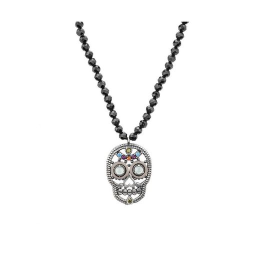 Colgante calavera plata, bronce, calcedonia SKS301